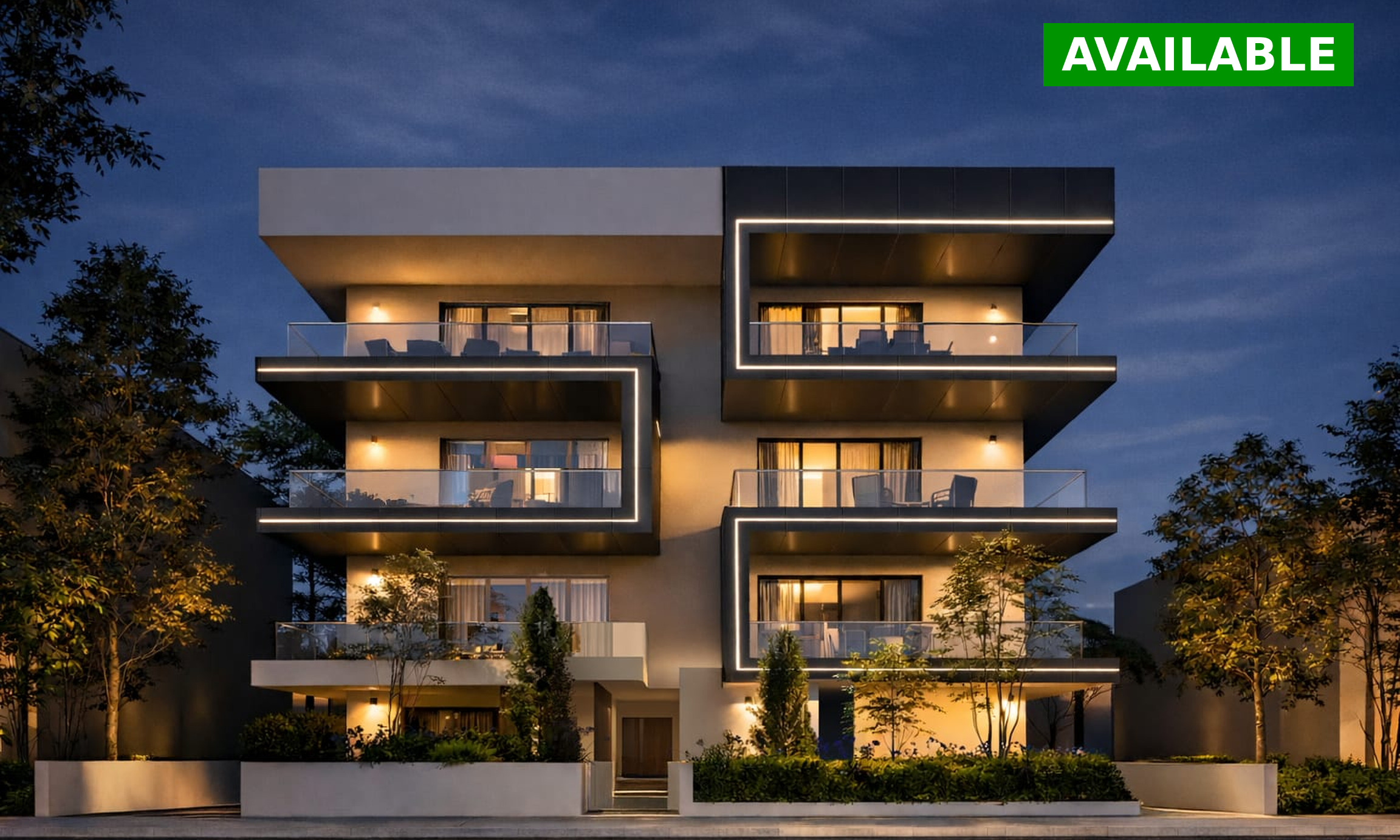GP HOME 37 - 1 & 2 bedroom apartments in Latsia, Nicosia - night view